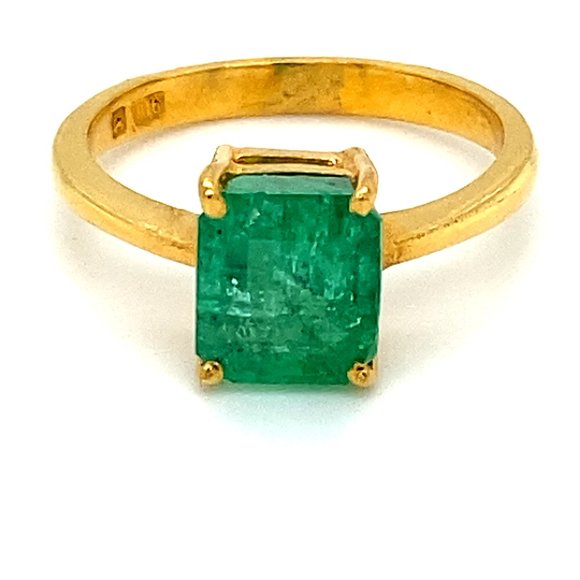 Emerald 3.05ct Solid 22K Yellow Gold Ring - Picture 1 of 5